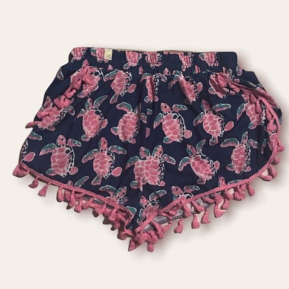 Simply Southern | Elastic Waist Turtle Print Shorts w/ Fringe Women's Size S/M - Picture 1 of 4